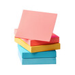 © Nattadesh - Colorful stack of sticky notes in pink, yellow, and blue, ideal for office organization or creative projects.