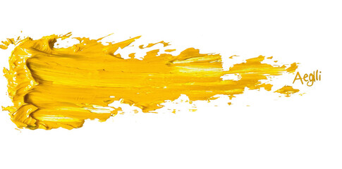 Leinwandbilder - Ink brush strokes in yellow on transparent PNG.