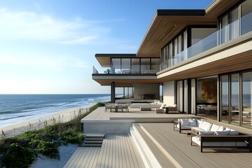 Wall Mural - Modern Beachfront Residence with Expansive Ocean Views