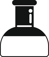 Sticker - Simple black and white icon of a round bottom flask, commonly used for chemical reactions