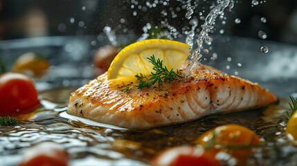 Gourmet Salmon Fillet with Lemon and Tomatoes