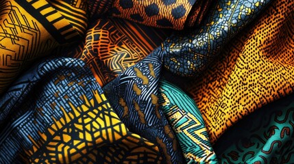 High-resolution depiction of Ghanaian fabric patterns, highlighting intricate details and cultural motifs for use in modern textiles