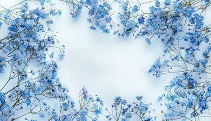 Captivating Blue Gypsophila Flower Frame: A Stunning Floral Pattern from Above