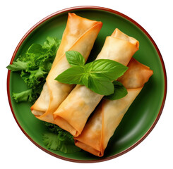 PNG Delicious spring rolls plate food vegetable.