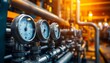 © Matthew - A close-up view of industrial pressure gauges and pipes, showcasing equipment used in manufacturing or processing environments.