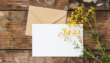 Sunny Blooms: Rustic Wood Greeting Card Mockup