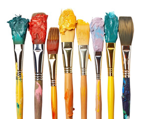 Canvas Print - PNG Row of artist paintbrushes closeup tool white background creativity.