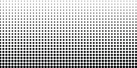 Wall Mural - Halftone gradient. Dotted gradient, smooth dots spraying and halftones dot background seamless horizontal geometric pattern vector template set. eps 10	