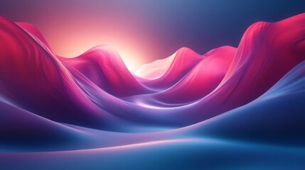 Wall Mural - A blue and pink mountain range with a sun in the sky