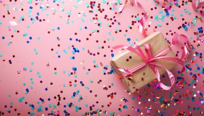 Vibrant Celebration: Stylish Party Backgrounds Bursting with Confetti, Streamers, and Gift Boxes