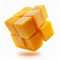 Wall Mural - Falling Mango cube isolated on white background