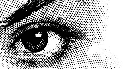 Leinwandbilder - close-up of a human eye, meticulously detailed with shading and dot patterns, conveying a sense of emotion and intensity through its expressive gaze