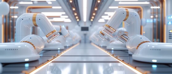 Wall Mural - advanced technology in a futuristic factory with automated machinery