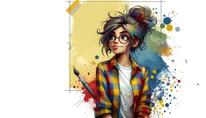 Wall Mural - Colorful watercolor of a happy person