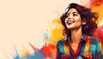 Wall Mural - Colorful watercolor of a happy person