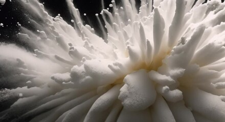 Wall Mural - super slow motion of white powder explosion on black background 4k animation