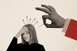 © deagreez - Composite collage image of hand pin headache tired worker health problems billboard comics zine minimal