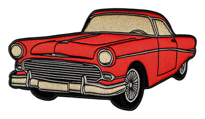 Vintage red car patch design for enthusiasts, cut out - stock png.
