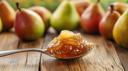 Fresh homemade pear jam with pear fruit