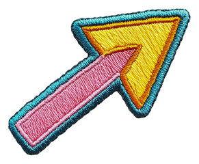 crafty colorful embroidered arrow patch, cut out - stock png.