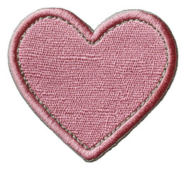 pink heart patch with stitched edges, cut out - stock png.
