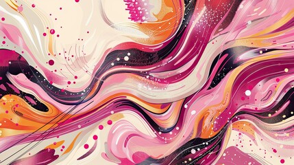 Energetic pink background with swirls motion lines and dotted comic effects