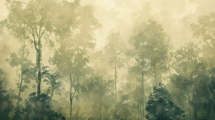 Canvas Print - Forest wallpaper with gradient color and soft-focus textures in gentle green hues