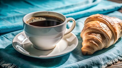 a cup of coffee and a delicious croissant is a real French breakfast.