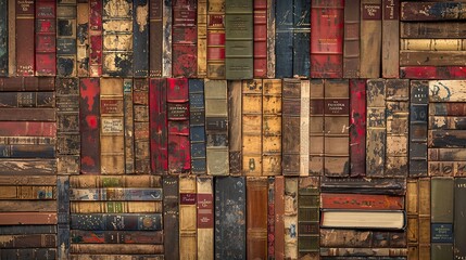 Sticker - Vintage wallpaper showcasing old book spines in a cozy scholarly theme