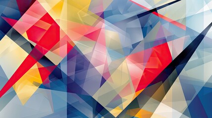 Wall Mural - Bold primary colors and angular shapes on a layered Cubist wallpaper intricate backdrop