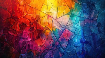 Wall Mural - Cubist background with vibrant colors and bold lines textured with soft lighting