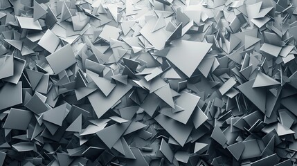 Poster - Grayscale Cubist background with fragmented planes and glossy surface soft gradient transitions