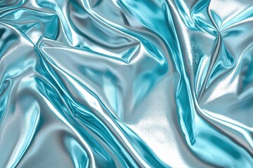 Aufkleber - A luxurious, draped light blue satin fabric showcases its luminous quality as it gracefully reflects light, creating soft, flowing patterns that enhance its texture