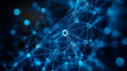 Wall Mural - Abstract Blue Network with Glowing Nodes