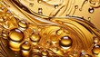 © Roman - A close up of a golden liquid with bubbles on a gold background