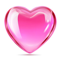 Wall Mural - Glossy pink heart illustration isolated on white background	