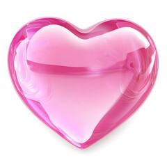 Wall Mural - Glossy pink heart illustration isolated on white background	