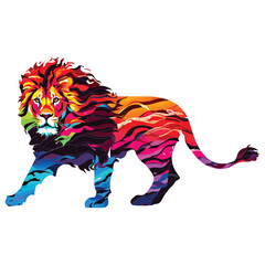 Wall Mural - Colorful abstract lion vector illustration on white background, perfect for posters and prints