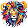 © Janis - Vibrant lion portrait, vector illustration in multicolor, symbolizing strength and creativity