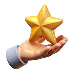 hand with stars 3d plastic icon isolated