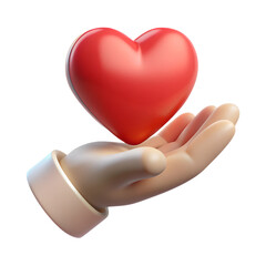 hand with love 3d plastic icon isolated