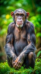 a chimpanzee with beautiful natural background