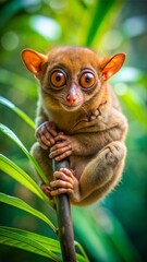 Sticker - a tarsier with beautiful natural background