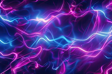 Canvas Print - abstract neon light swirls in vivid pink and blue