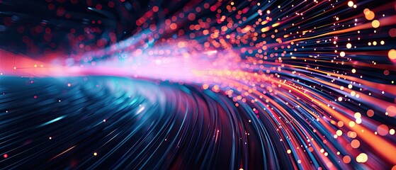 Canvas Print - abstract neon light burst in curving tunnel