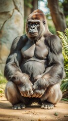 a gorilla with beautiful natural background