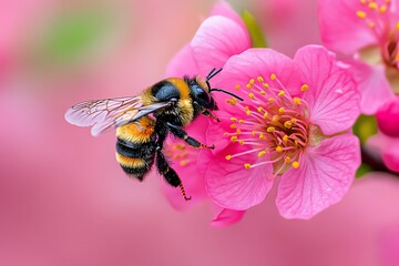 Blossoms, with buzzing bees, alive with activity demonstrate the vital role of pollinators