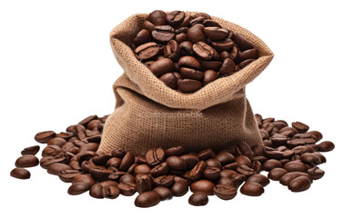 Sticker - PNG Coffee beans in a small sack bag white background freshness.