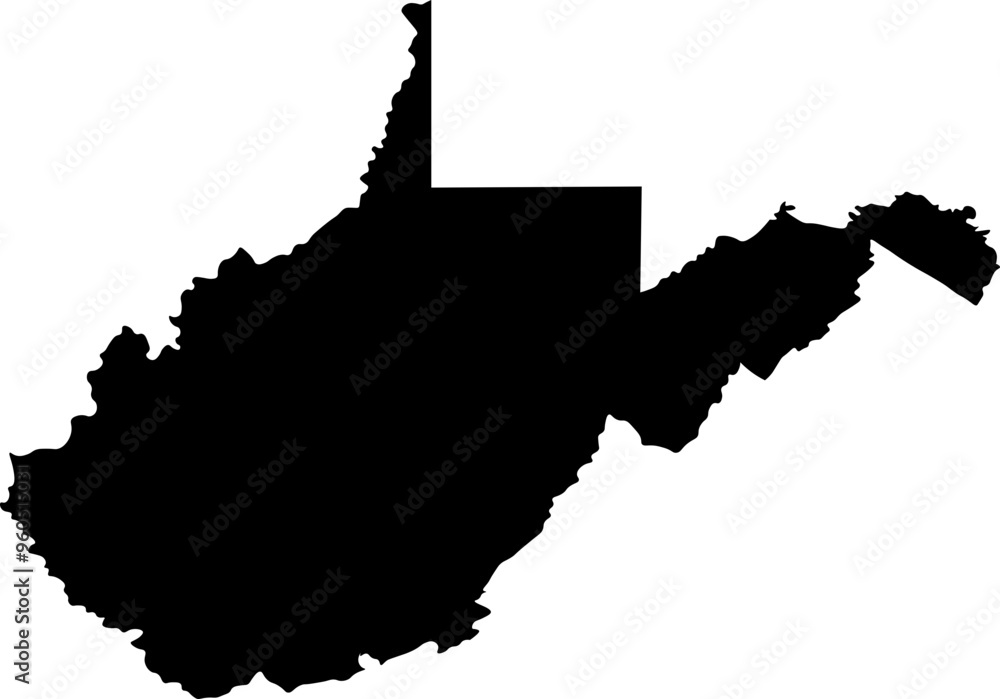 State of West Virginia Silhouette Outline Graphic Design with Transparent Background	