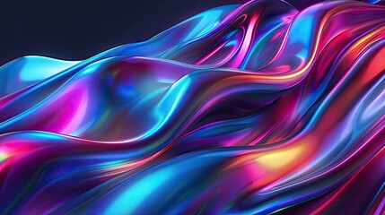 Canvas Print - abstract swirling holographic gradient